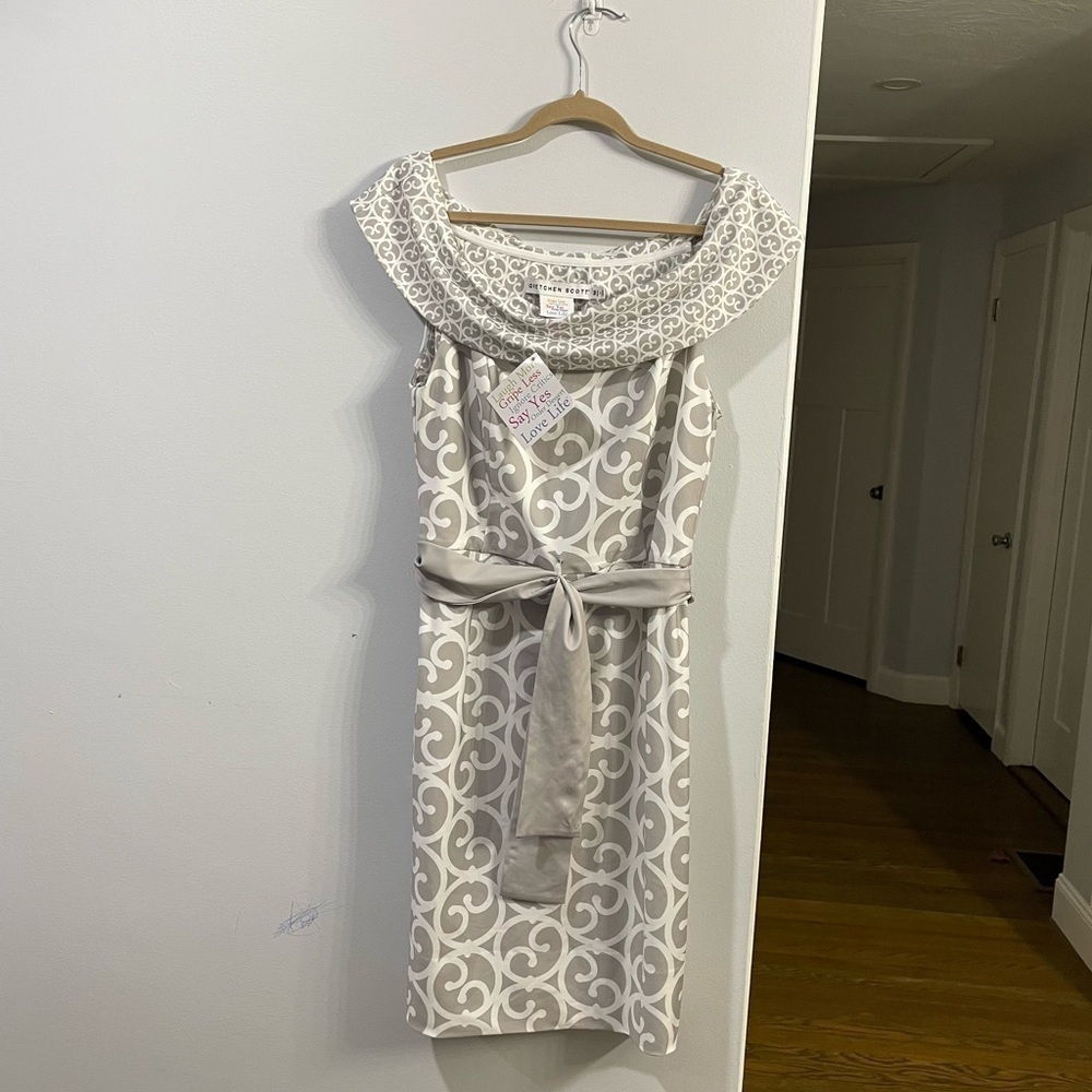 GRETCHEN SCOTT Ladeda jersey dress in heavens gate neutral